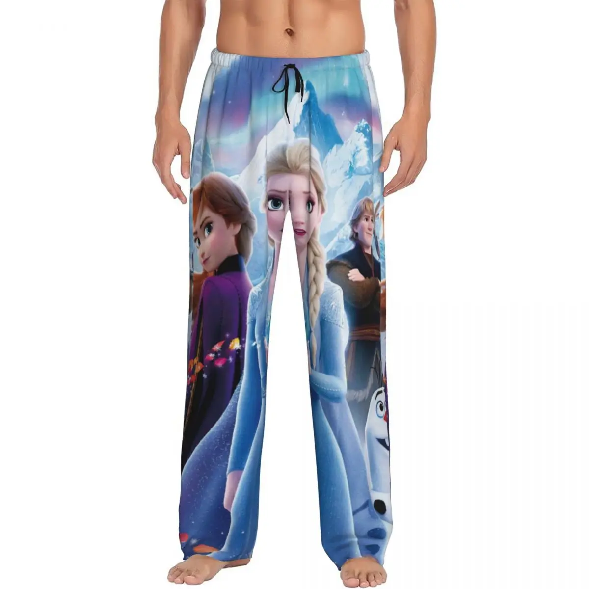 Custom Animatie Cartoon Tv Film Frozen Pyjama Broek Voor Mannen Lounge Slaap Stretch Nachtkleding Broek Met Zakken