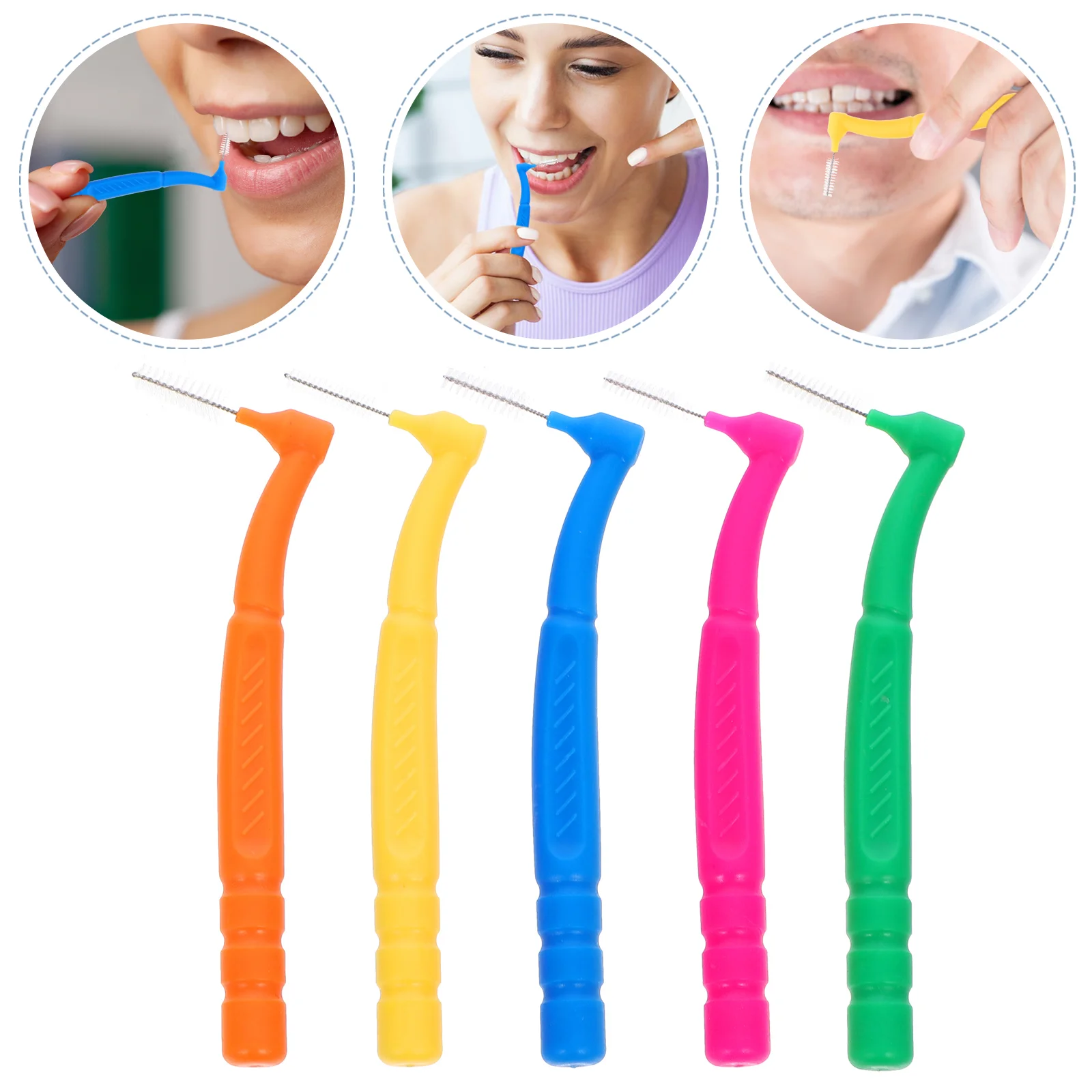 50 Pcs Interdental Brush Floss Flosser Teeth Gum Cleaning Tools for Nylon Wool Portable Head