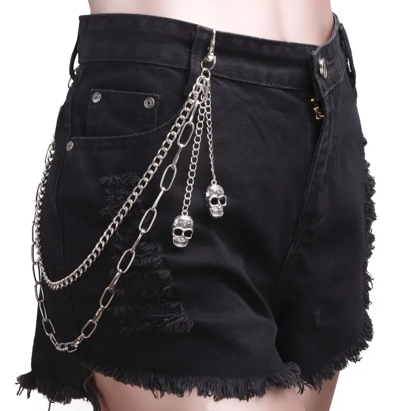 Hip Hop Punk Skull Decorative Metal Waist Chain Punk Personality Vintage Trouser Chain for Women Pants Jewelry Accessories