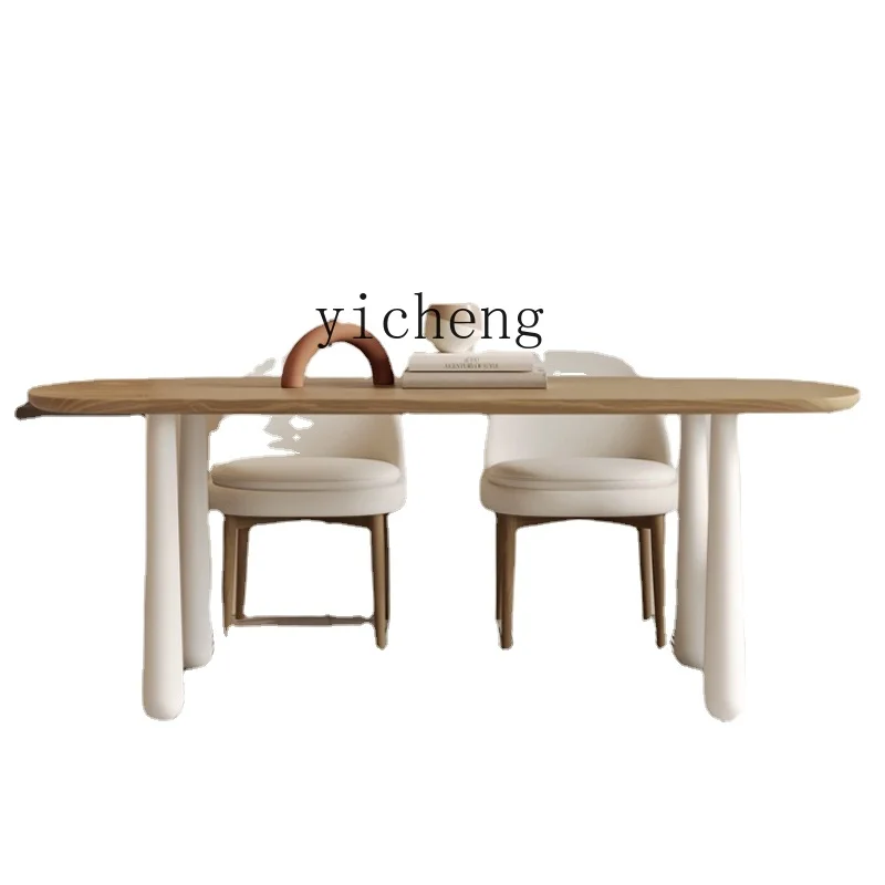 

Zf Oval Creative Solid Wood Dining Table Small Apartment Household Log Dining Table and Chair