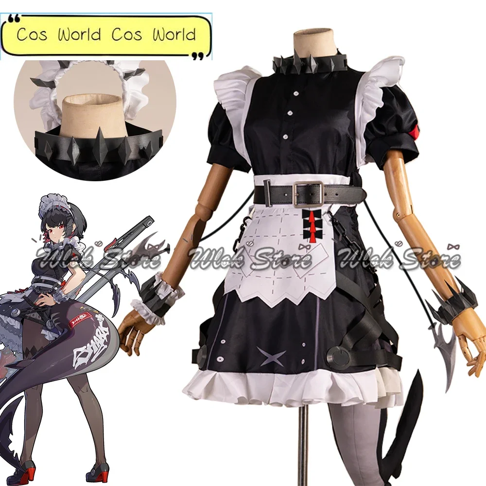 

Game Zenless Zone Zero Ellen Joe Cosplay Costume with Tail Victoria Housekeeping Maid Dress Socks Women Halloween Party Uniforms