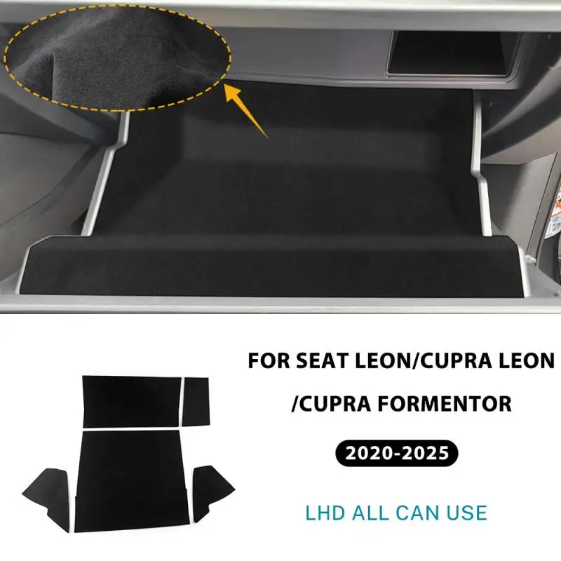 Wysokiej jakości włoski zamsz do Seat Leon MK4 Cupra Leon Cupra Formentor 2020 2021 2022 2023 2024 2025 2026 Naklejka na skrzynkę narzędziową pasażera — 2
