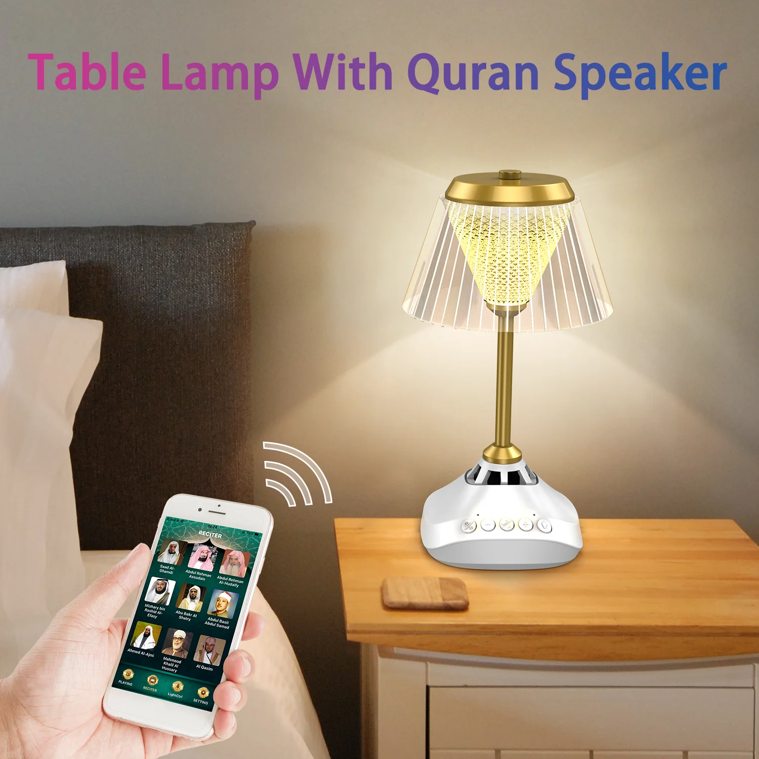 Bluetooth alto-falante lâmpada de mesa 16 cores colorido led night light com controle remoto app