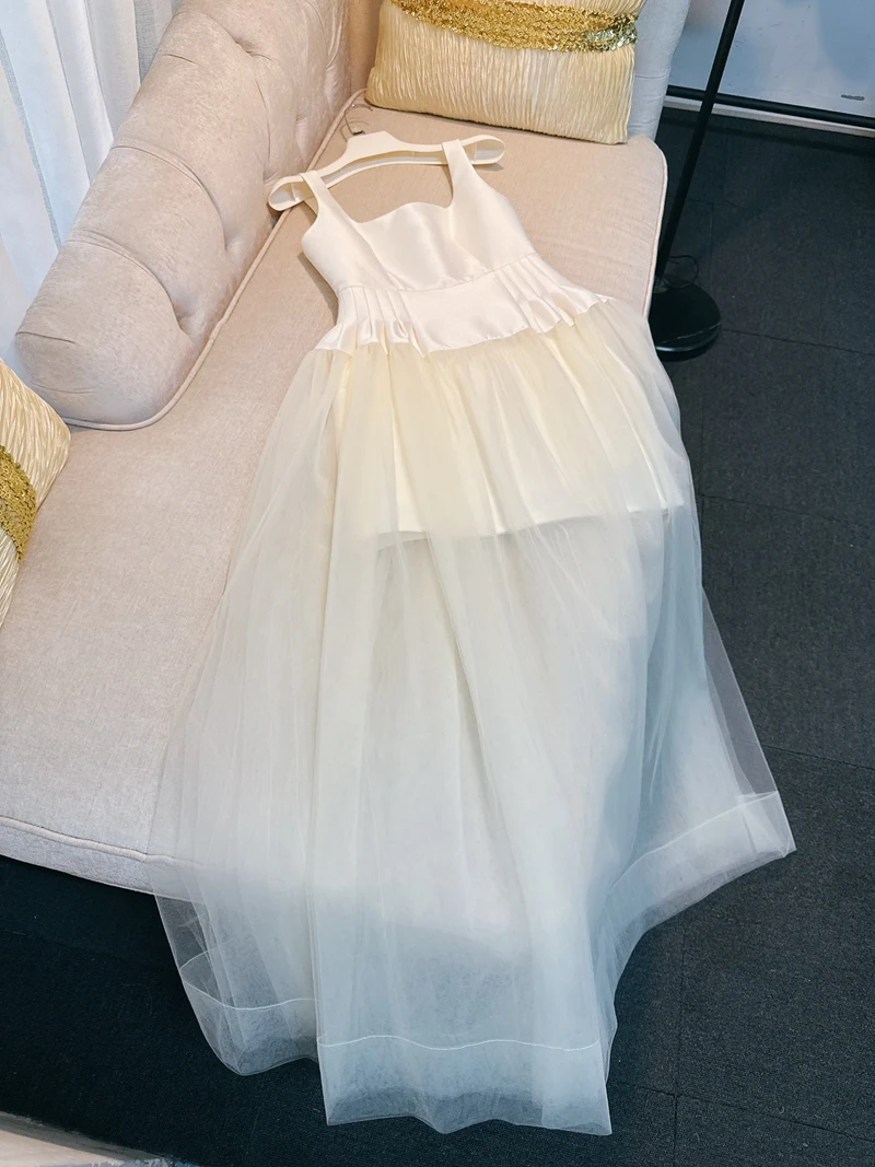 Summer Aosphere White Sexy Brtte Strap Me Patchwork PureWant Aoscence Fairy Silk Velvet High-End Holiday Dr