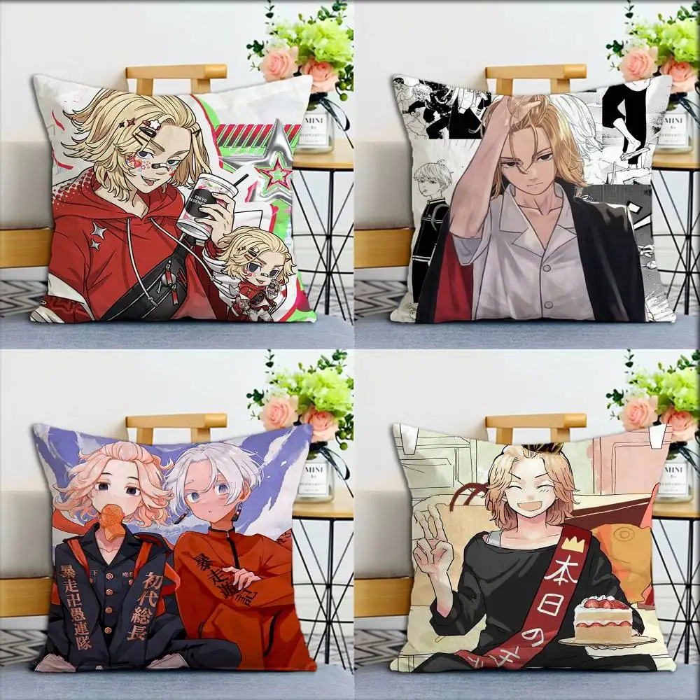 

T-Tokyo r-Revengers Mikey World Various Sizes Square Pillow Case For Car Home Bedchamber Decor