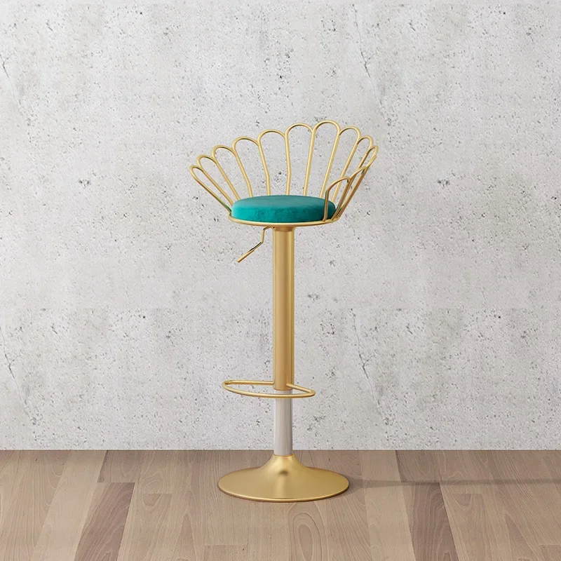 Tababello interior de cocina de lujo, silla con respaldo de cocina, arte del hierro, silla giratoria de elevación moderna, taburete alto para bar de cocina para mostrador