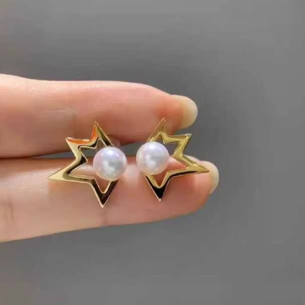 Classic Pearl Earrings AAAA 6-7mm Natural Japanese Round Pearl Earrings 925s