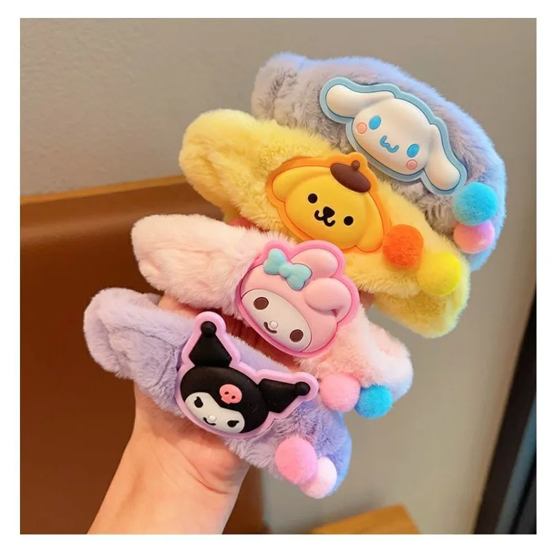 Fashion Sanrio Kuromis Melodys Plush Anime Cinnamorolls Hair Accessory Leather Band Cute Girl Elastic Scrunchies Birthday Gift