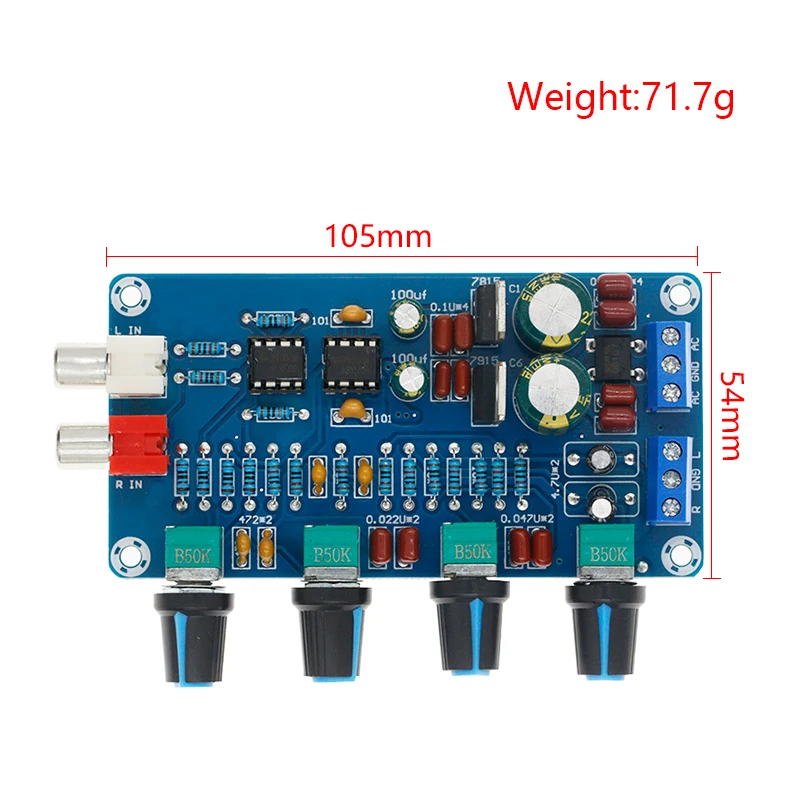 XH-M164 NE5532 Tone Amplifier Board Preamplifier Power Supply Dual Channel Audio Amplifier Board 4 Way Adjustment