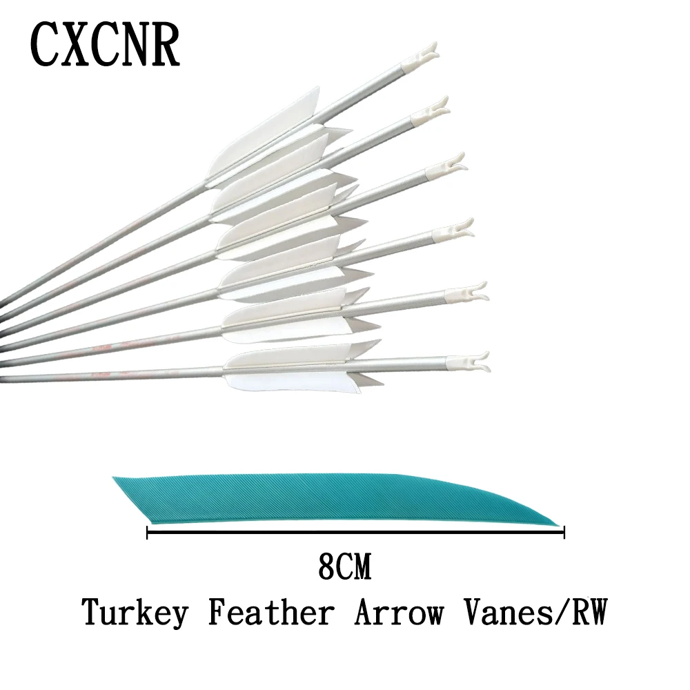 50 Pcs 8cm RW Turkey Feather Fletches, High Speed Knife Cut Vanes for Traditional Recurve Bow Hunting, DIY Arrow Accessories - view 3
