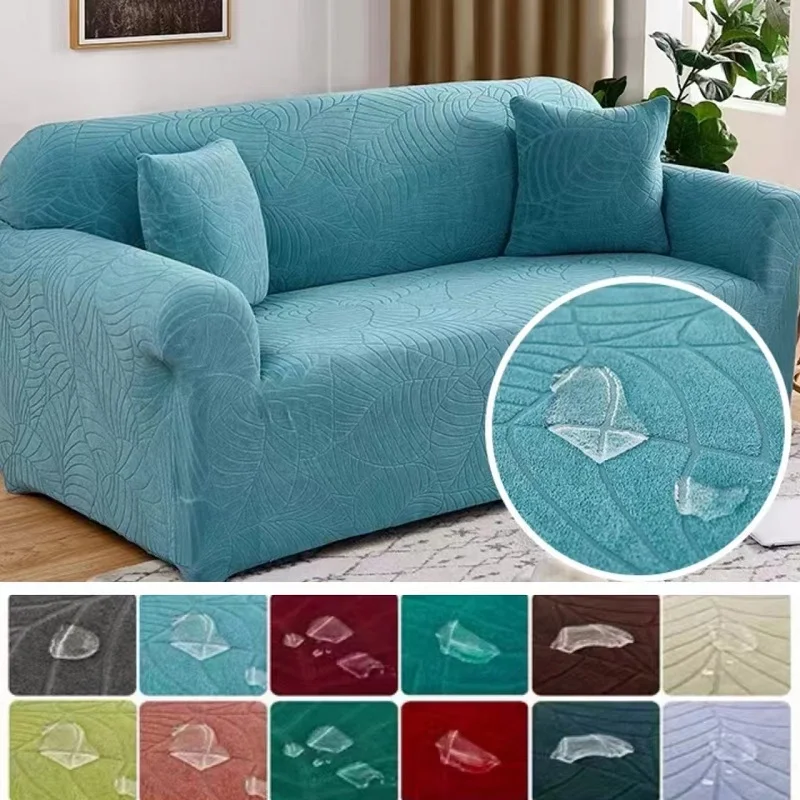 Waterproof Elastic Sofa Cover for Living Room 1/2/3/4 Seater Thick Polar Fleece L-Shaped Corner Sofa Cover Armchair Protector