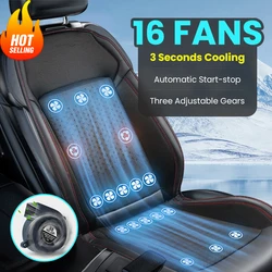 DC12V Car Summer Cool Breeze Seat Cushion With 16 Fans Quick Blow Ventilation Massage Seat Cover Automatic Start Car Accessories
