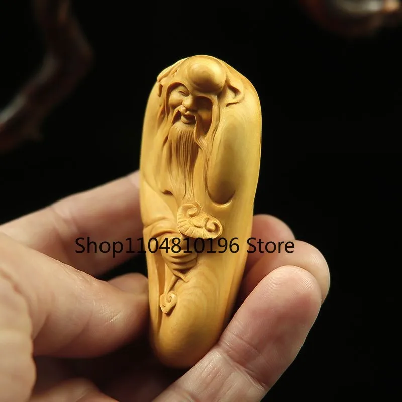 Boxwood Carved Hand Piece Wooden Figurine Craft Gift Chinese Style Prosperity