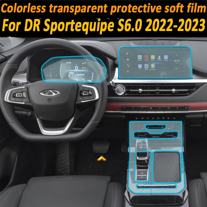 For DR Sportequipe S6 6.0 2022 2023 Car Accessories TPU Gearbox Panel Film Dashboard Interior Protective Sticker Anti-Scratch