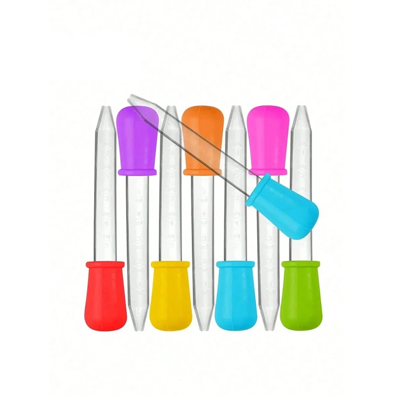 2/5/10PCS 5ml Silicone Plastic Pipette Dropper with Scale Random Color for Feeding Medicine Laboratory Liquid Transfer Toys Gift