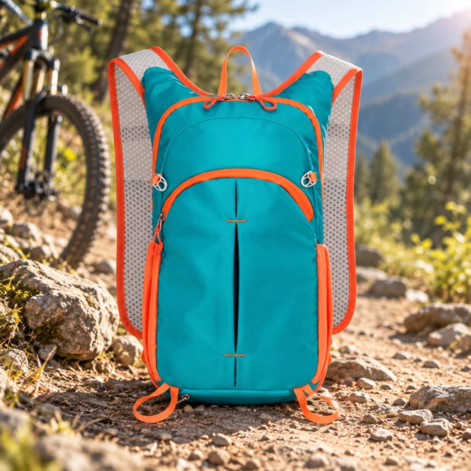 10-Inch Outdoor Daypack Streamlined Outdoor Hydration Backpack Daypack with Front Zippered Pocket Quick Access for Cycling