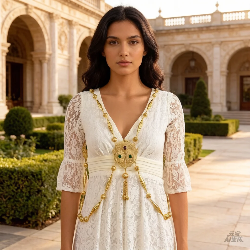 

Shimmering Ethnic Style Chic Bride Body Jewelry Long Necklace with Crystal Shoulder Chain for Wedding Kaftan Back Accessory