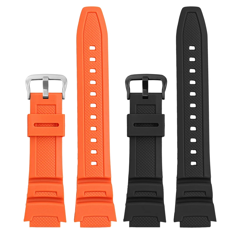 Pulseira de silicone preta de 18mm para casio AE-1000w AQ-S810W SGW-400H SGW-300H pulseira de borracha com fivela de pino pulseira de relógio