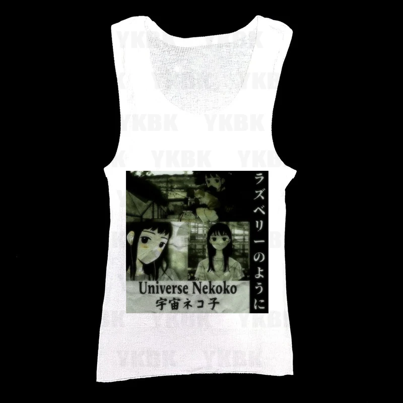 Y2k طباعة أنيمي سترة حزام أبيض عادية Harajuku المرأة فاسق مثير مشد الجرونج ايمو ريترو فتاة باردة القوطية أكمام الشارع الشهير