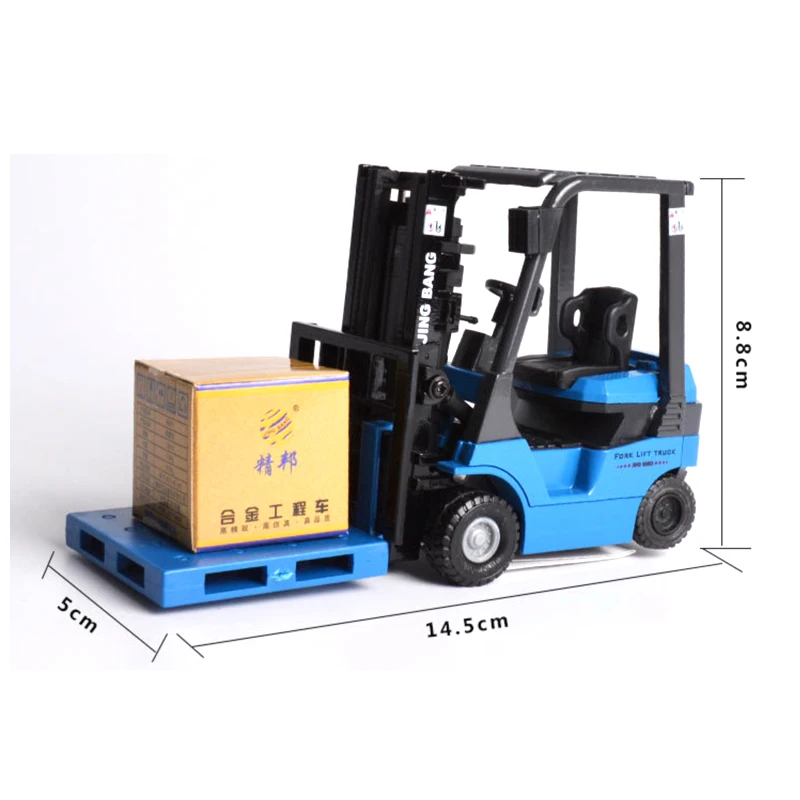 1:60 Die-cast Forklift Truck Joints Model Vehicle Pull Back & Go Car Interactive Realistic Car Toy Toddler Boys Gift B250