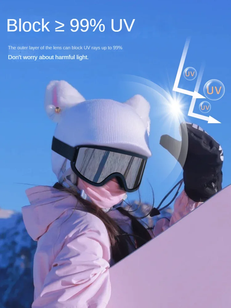 Gafas de esquí para mujer con gafas de alta definición a prueba de viento antivaho protección UV para adultos