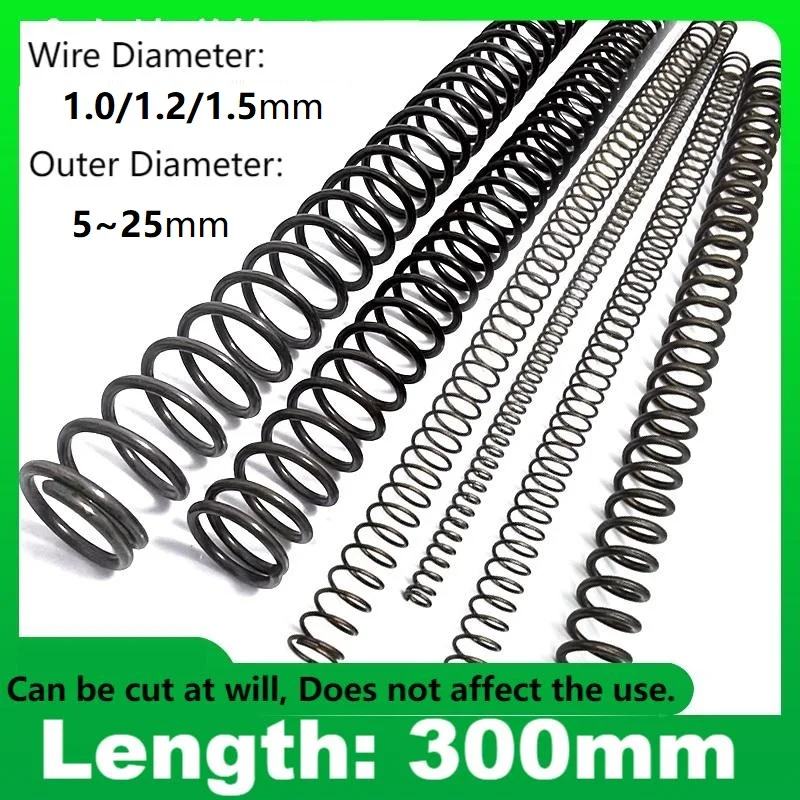 

65Mn Spring steel compression spring,Wire Dia1.0/1.2/1.5mm,Outer Dia5/6/7/8/9/10/11/12/13/14/15/16/18/19/20/22/25mm,Length300mm.