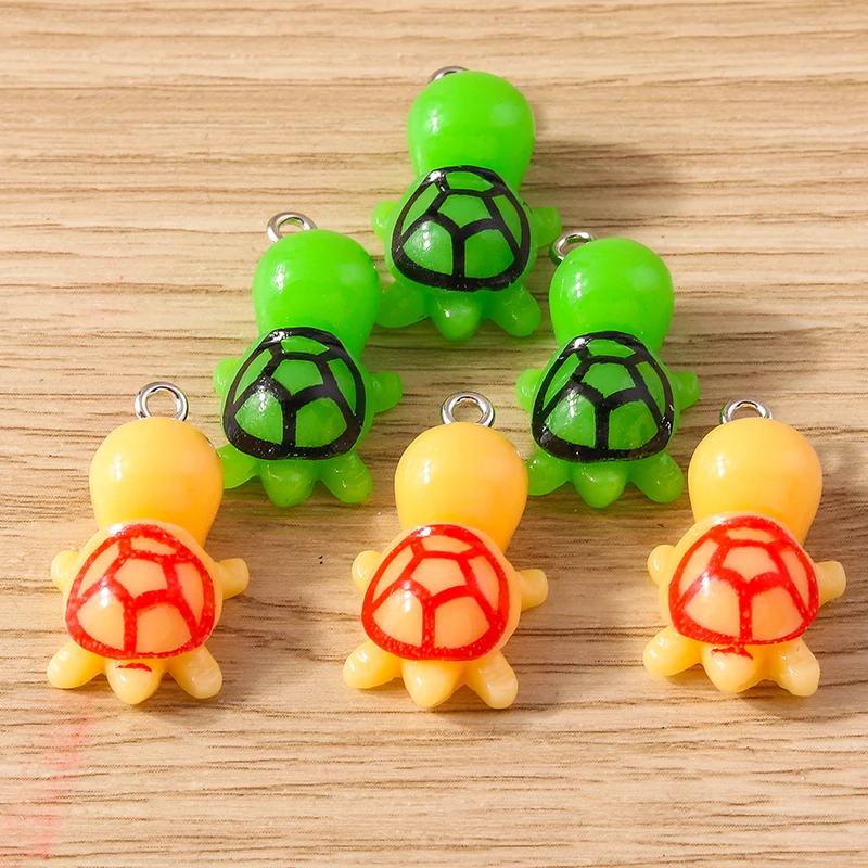 Tusember 10 Stück Sommer Strand Tier-Anhänger Niedliche Harz-Cartoon-Schildkröten-Anhänger für Schmuckherstellung Ohrringe Halskette DIY Basteln – Detail 4