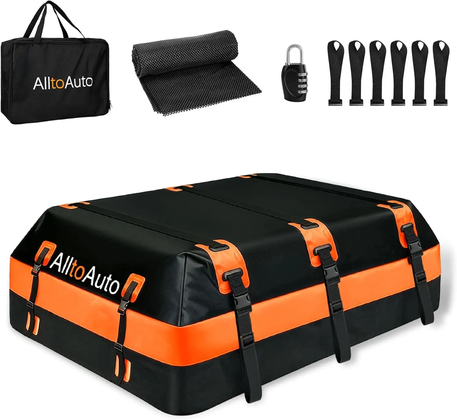 

21 Cubic Feet Waterproof Car Rooftop Cargo Carrier with Anti-Slip Mat, 10 Straps, 6 Hooks for All Vehicles