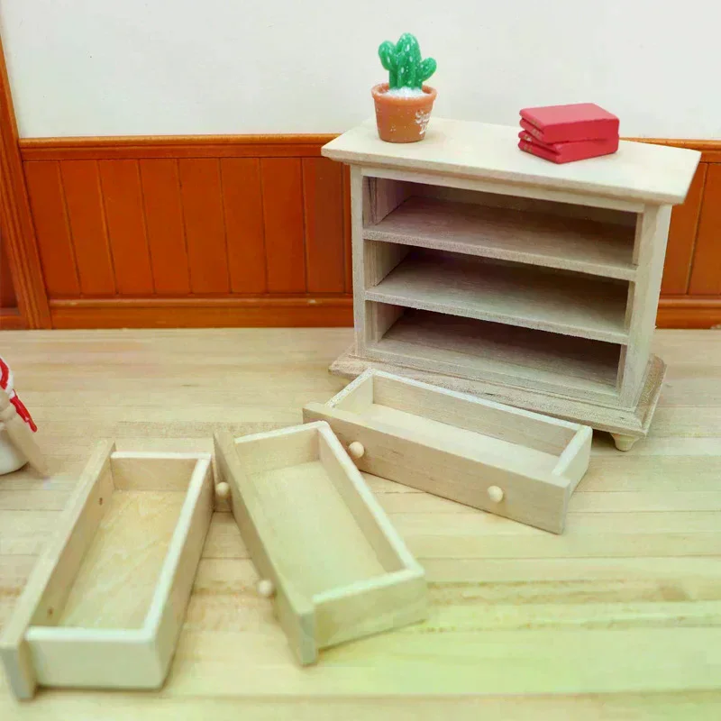 1:12 인형집 미니어처 수납 서랍장 캐비닛 침대 옆 테이블 가구 모델 장식 장난감 인형집 액세서리