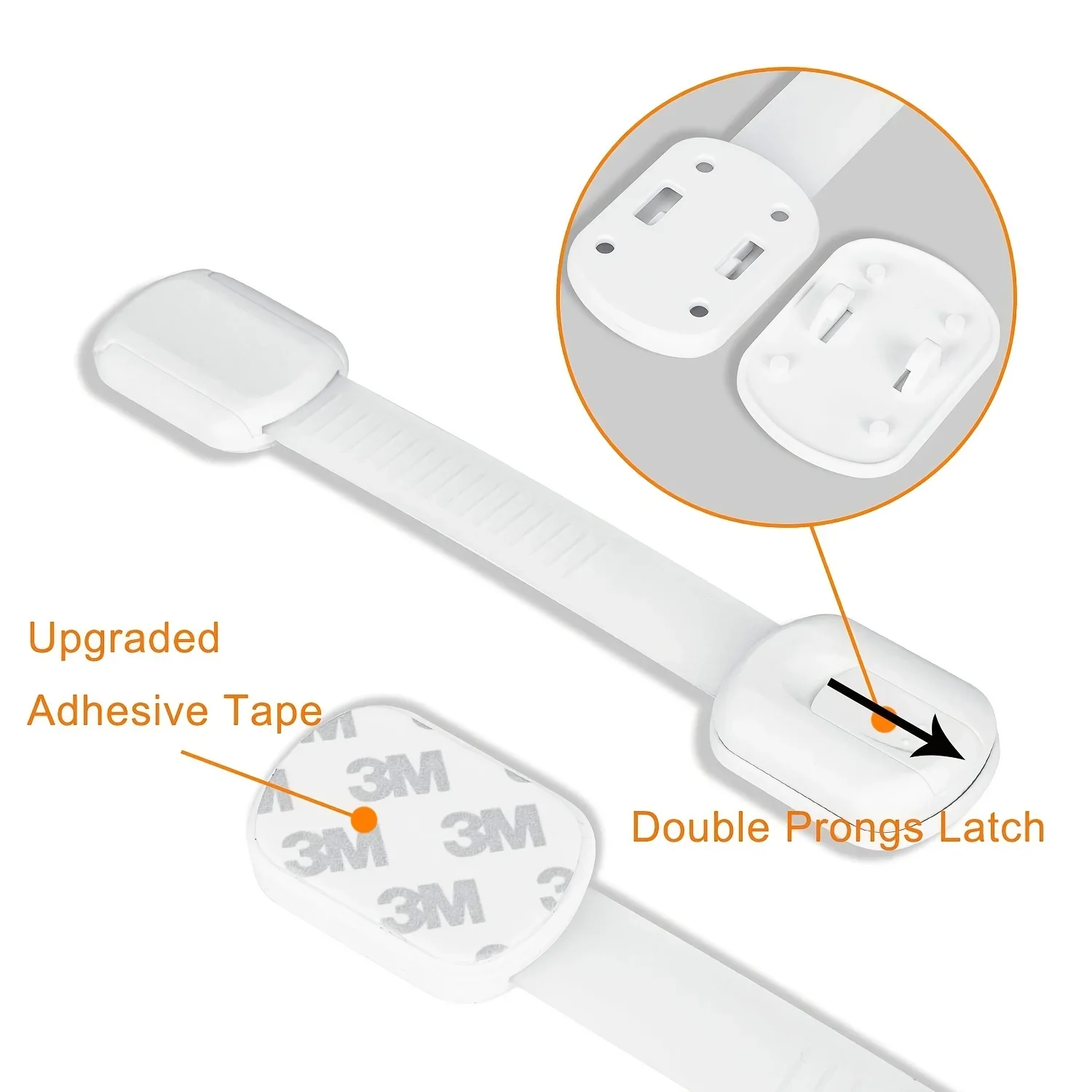Child Safety Strap Locks with Adjustable Latches No Drilling Multi-Purpose Baby Locks for Cabinets and Drawers, Toilet, Fridge