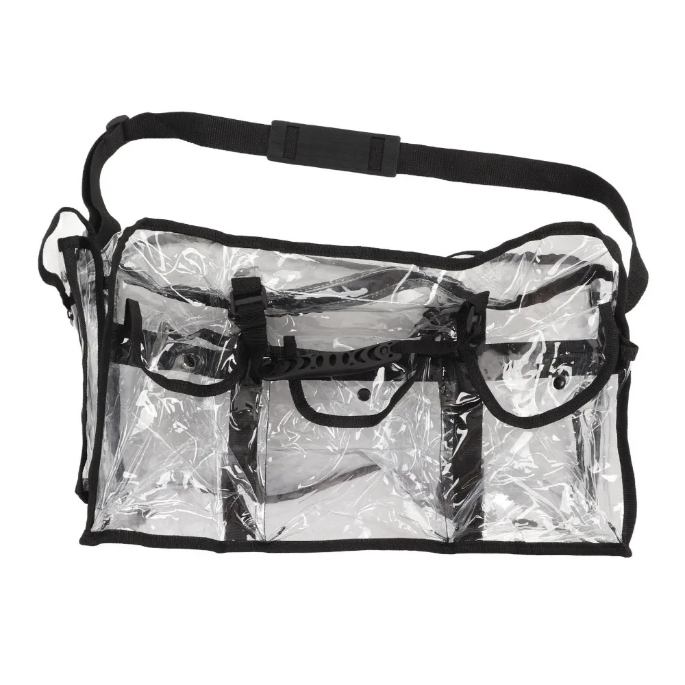 Durable PVC Clear Makeup Bag Waterproof Black Transparent Cosmetic Bag Professional Makeup Organizer For Beach Use