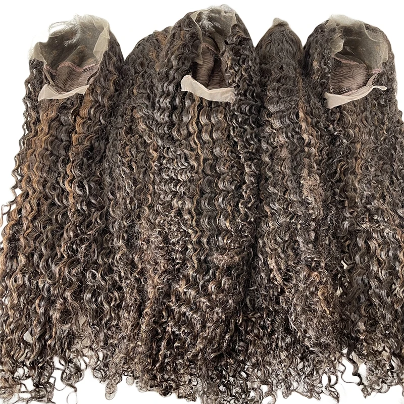 Peruca de cabelo humano virgem brasileira para mulheres negras, peruca frontal de renda suíça HD, cor #2 destaque, densidade de 180%, 13x4, #6, 30 em