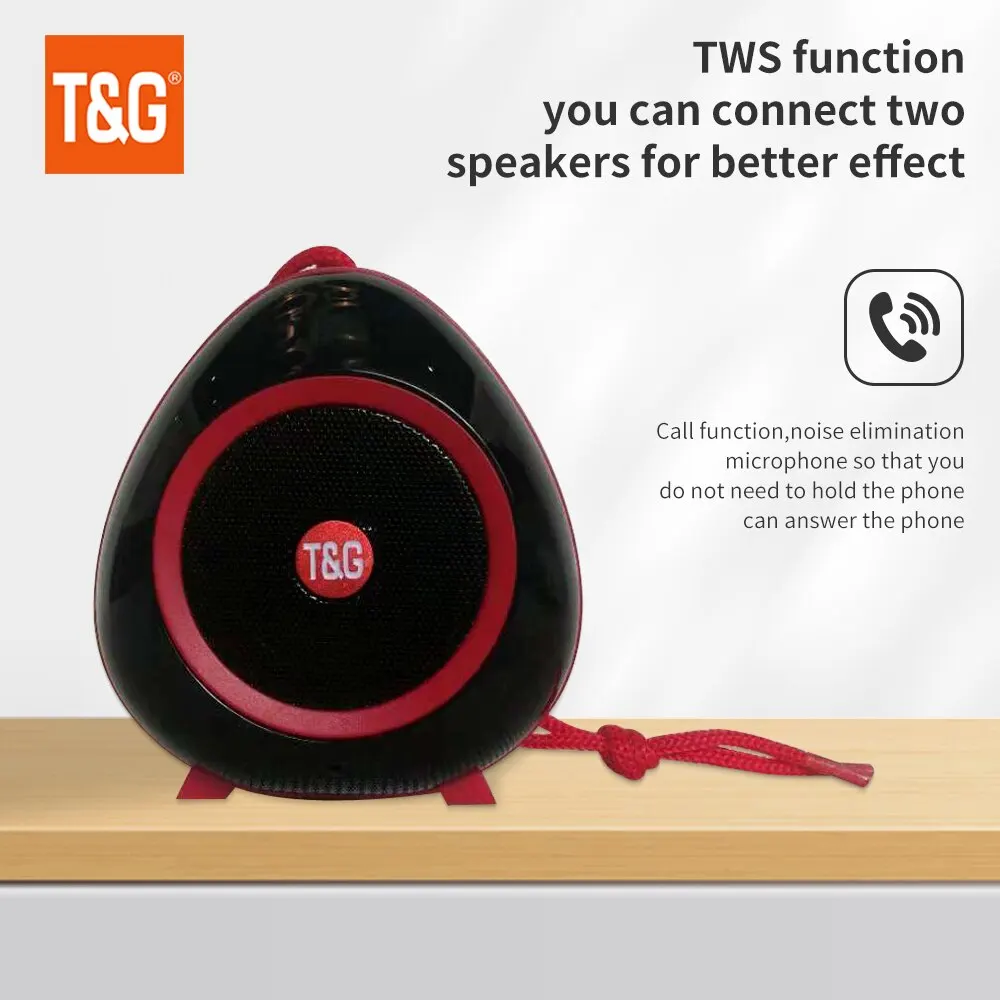 T&G Bluetooth Speaker TG514 Portable Mini Wireless Soundbar Subwoofer Outdoor Indoor Loudspeaker Support TWS TF Card FM Radio