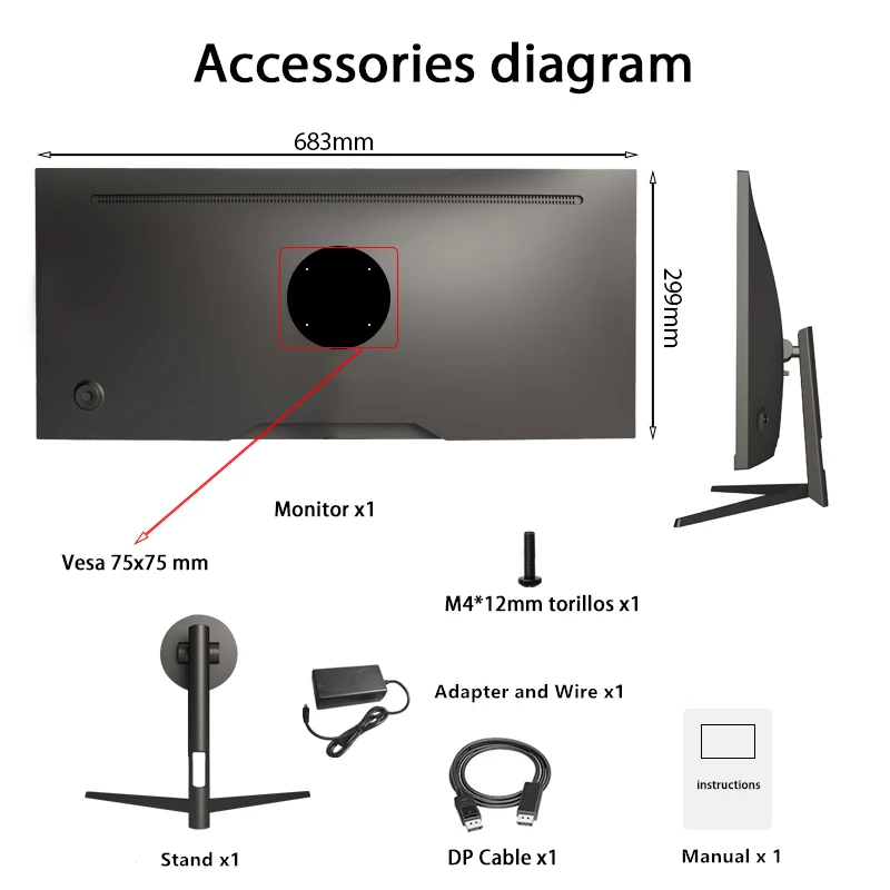 FYHXele-Desktop LED Gaming Computer Screen com G-Sync, 29 Polegada Monitor, Wide Display, 21:9 IPS, WFHD, DP, 2560x1080, 120Hz, 200Hz