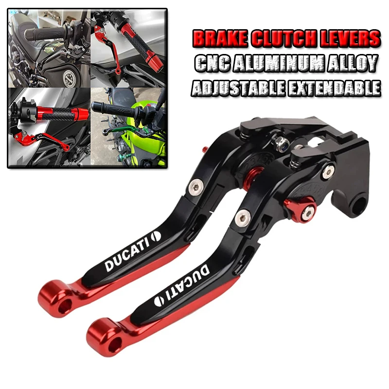 Para DUCATI Monster 937/950/1200 1199 1299 959 Panigale V4 V2 MOTO palanca de embrague palanca de freno palancas de mango plegables extensibles