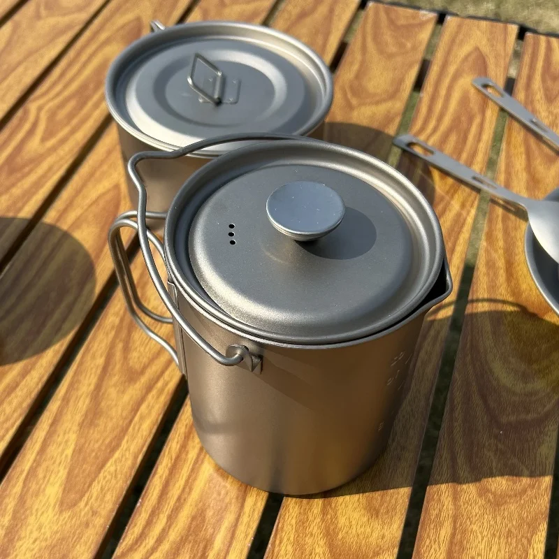750ml Pure Titanium Ultra Light Coffee Cup French Press Filter with Lid Coffee Cup Outdoor Camping Cooking with Handle Water Cup