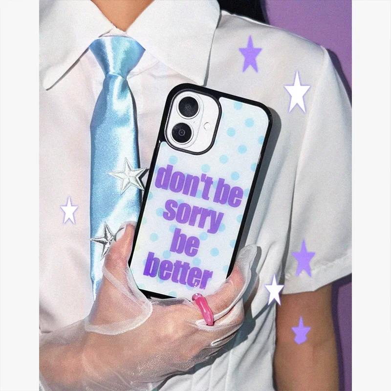 Korean Ins Niche Y2K Blue Wave Dot English Slogan Phone Case For iPhone 17 AIR 16 15 14 13 12 11 PRO MAX 7 8 PLUS Cover - view 3