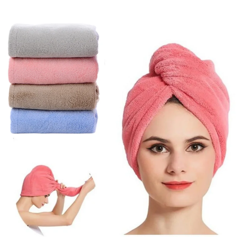 Women Hair Drying Hat Quick-dry Microfiber Hair Solid Towel Cap Super Absorption Turban Hair Dry Cap Towel Cap Hat Bath Hat