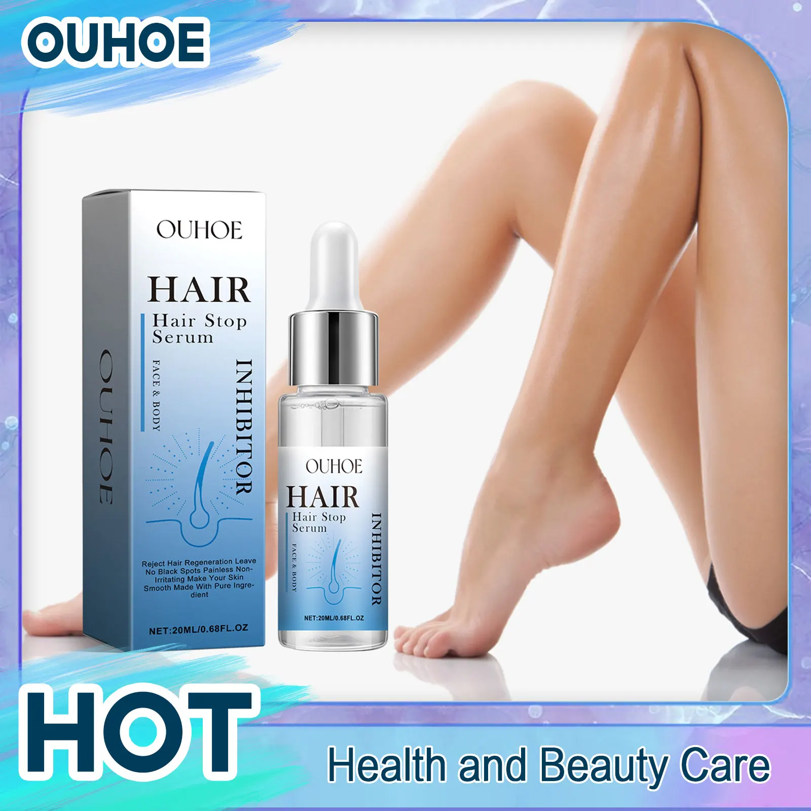 Permanent Hair Inhibiting Serum Stop Hair Growth Body Underarm Legs Arms Moisturize Whitening Powerful Painless Depilatory Serum