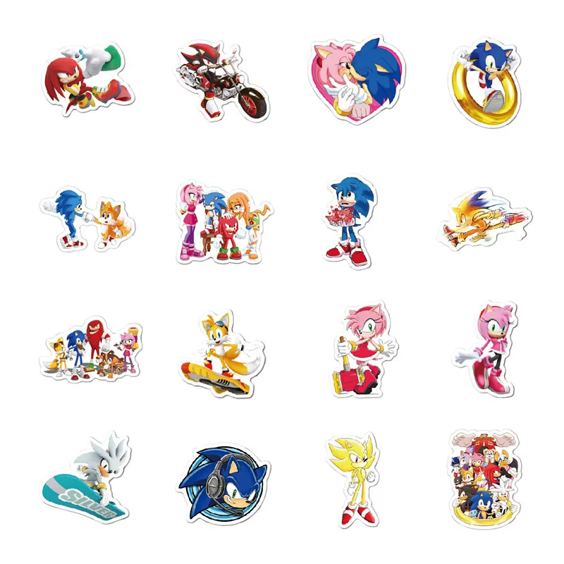 Pegatinas de Anime Sonic para niños, calcomanía de dibujos animados para motocicleta, equipaje de viaje, guitarra, monopatín, regalo de juguete, 50