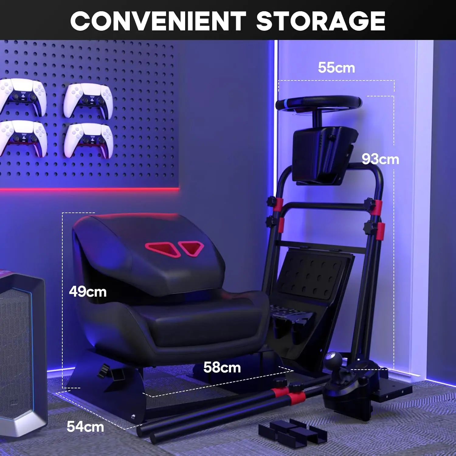 Racing Simulator Cockpit mit Stuhl Leder Sim Racing Cockpit Verstellbarer Autosimulator für Logitech G29 G920 G923 G25 G27