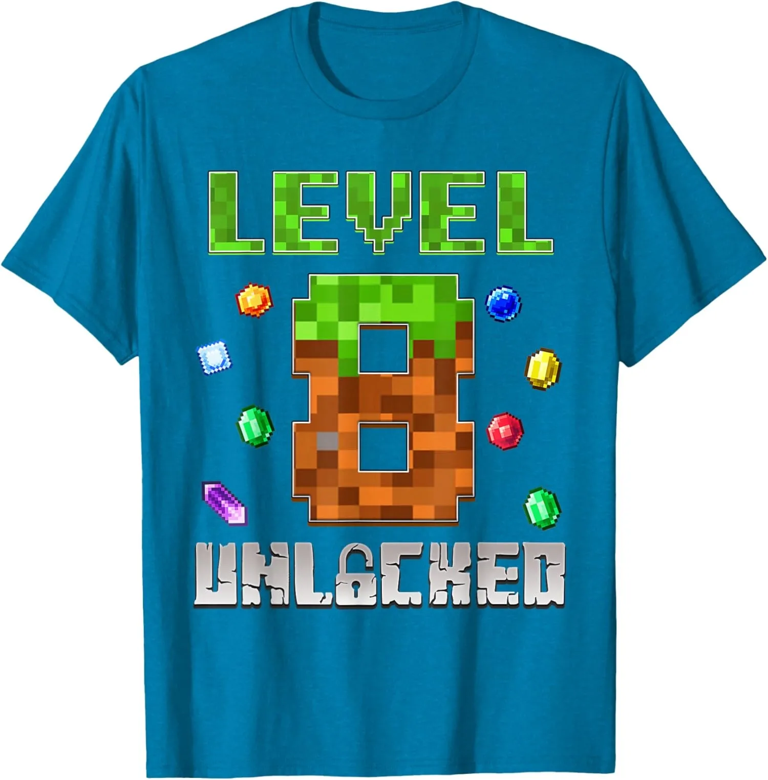 Birthday Level 8 Unlocked 8th Birthday Game Pixel Unisex T-Shirt