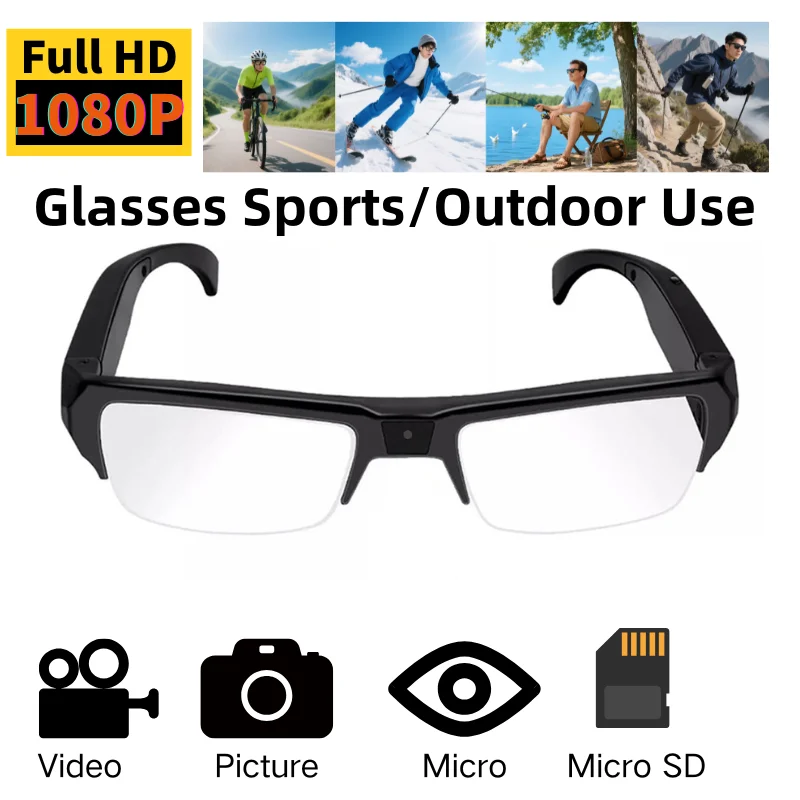 Transparent Frame Glasses Smart Glasses with Motion Detection ,TF Card Support, Outdoor Sports Sunglasses For Cycling