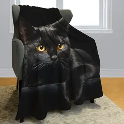 Cute Black Cat Throw Blanket Super Soft and Cozy Cartoon Animals Blankets for Couch Bed Kids Teenagers Blankets for All Seasons