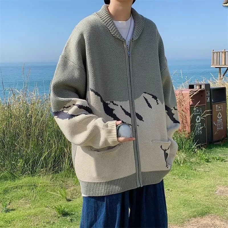 

Loose Fit Men's Knitted Sweater Faionable Autumn Winter Large Size 250 Pou Trendy Korean Sle Hong Kong Sle Top