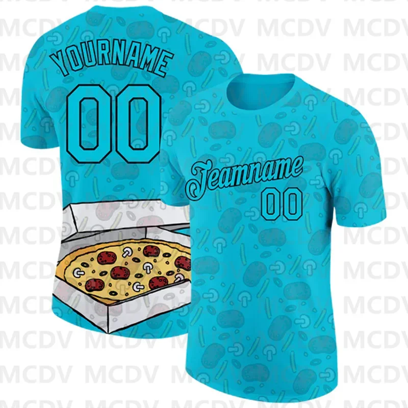 Custom City Cream Black 3D Pattern Design Food Pizza Performance T-Shirt