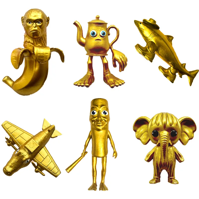 

Golden Italian Brainrot Tung Tung Sahur Tralalero Tralala Bombardino Crocodilo Shimpanzini Bananini Fusion Model Gift Figures