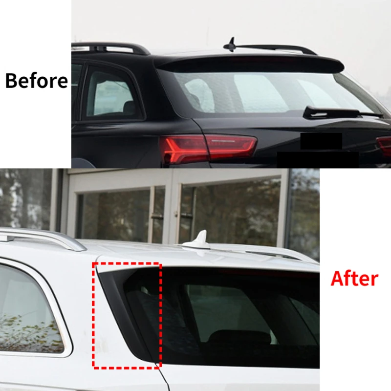 Rear Window Side Spoiler Tail Fin Canards Splitter Fit For Audi A6 C7 Allroad TDI Quattro 2012-2018 Avant Wagon Auto Accessories