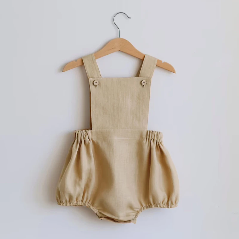 Newborn Baby Boys Girls Rompers Linen CottonSummer Autumn Sleeveless One-pieces Suspender Jumpsuits Baby Clothes Outfits
