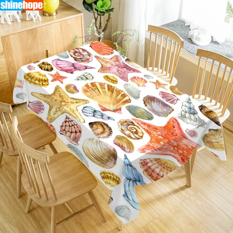 New Arrival Custom Shell Table Cloth Waterproof Oxford Fabric Rectangular Tablecloth Home Party Tablecloth 3.15